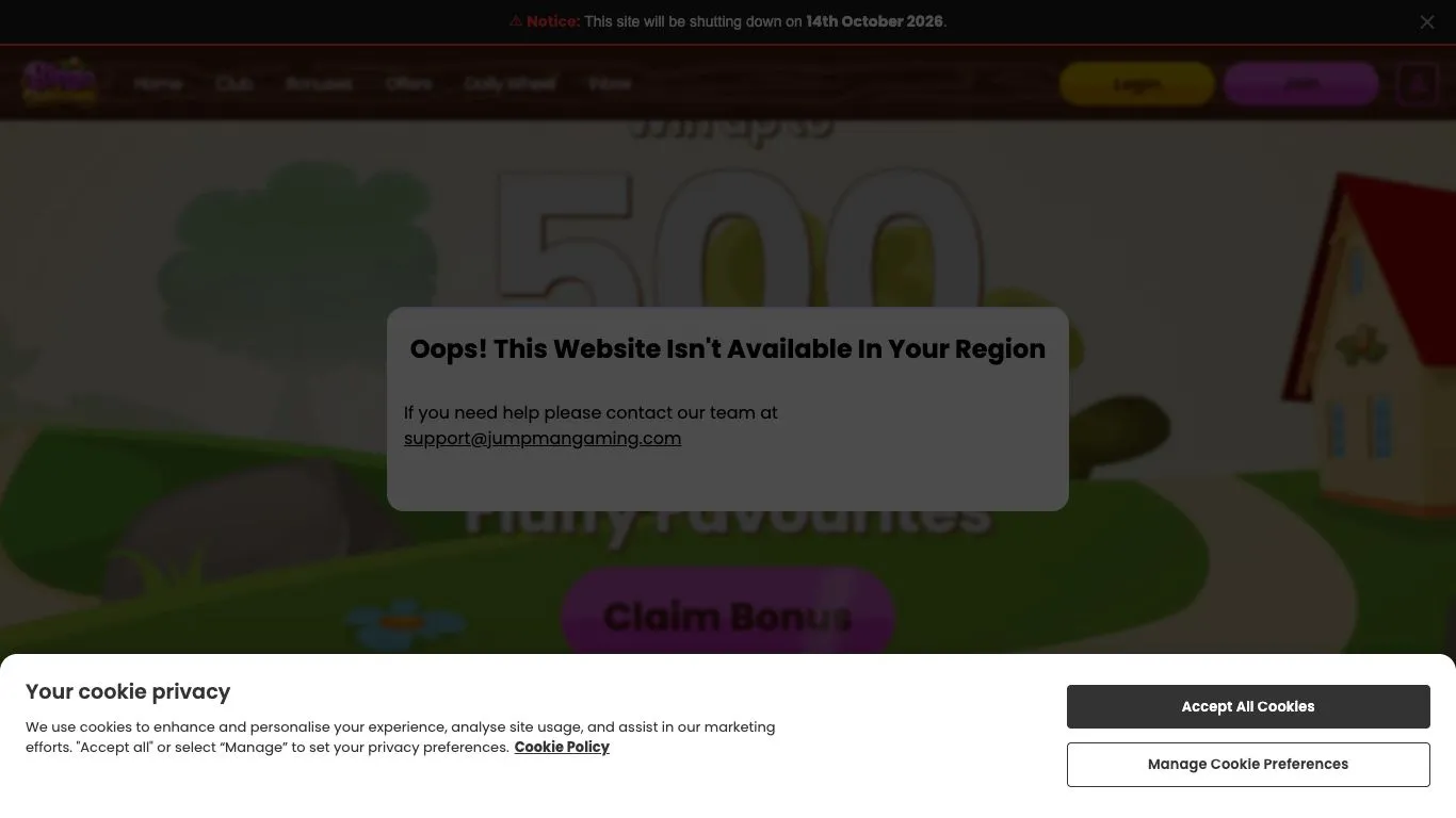 Screenshot der Website von Bingo Clubhouse