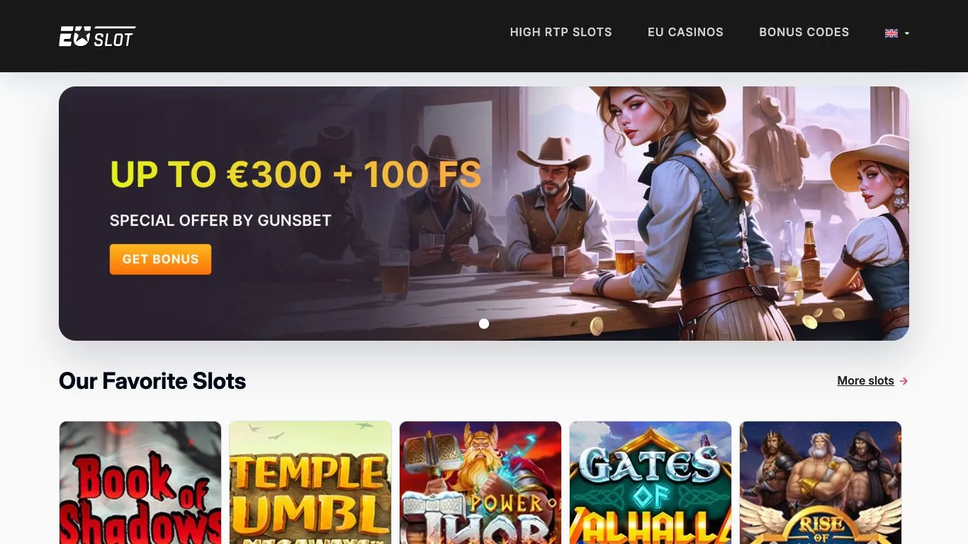 Screenshot der Website von EUSlot