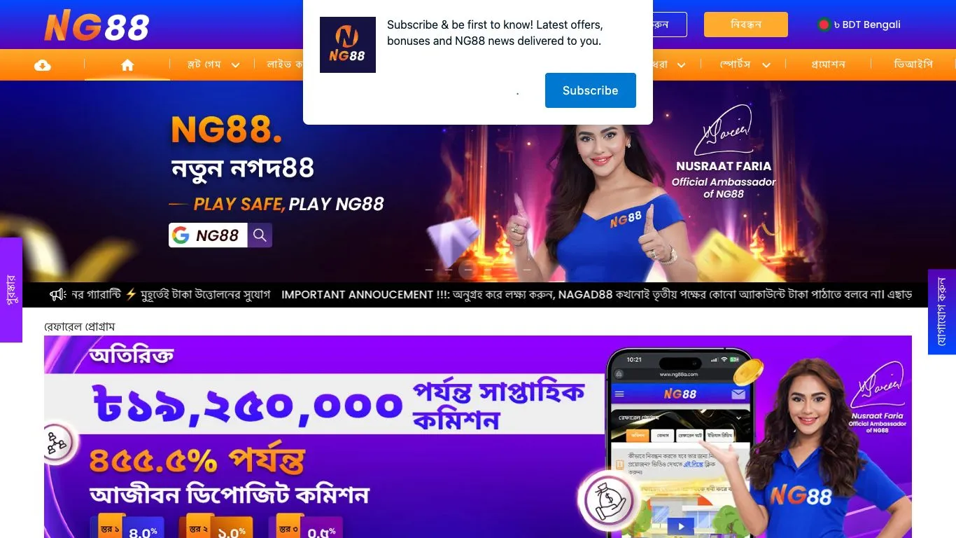 Screenshot der Website von Nagad88