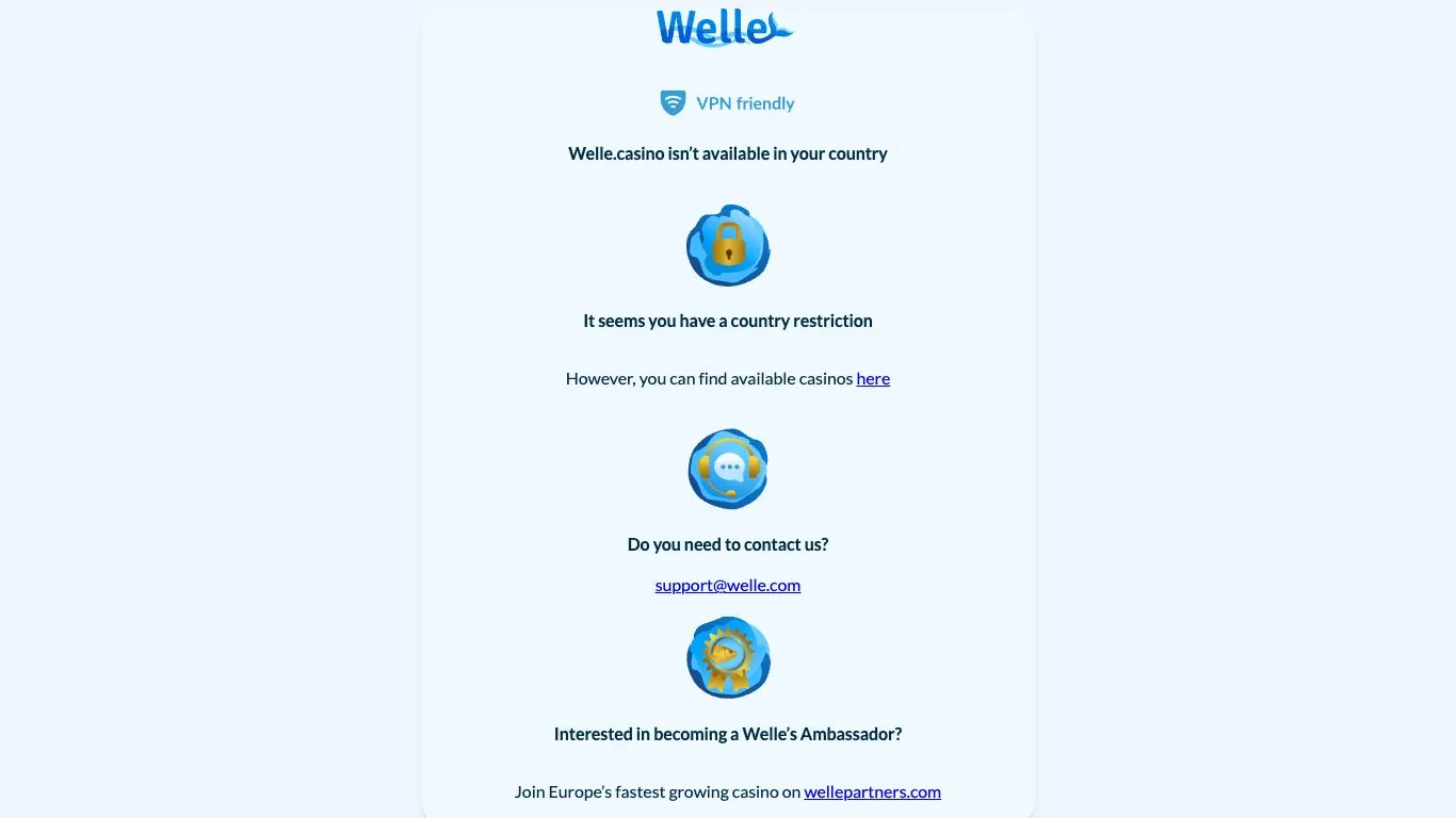 Screenshot der Website von Welle Casino