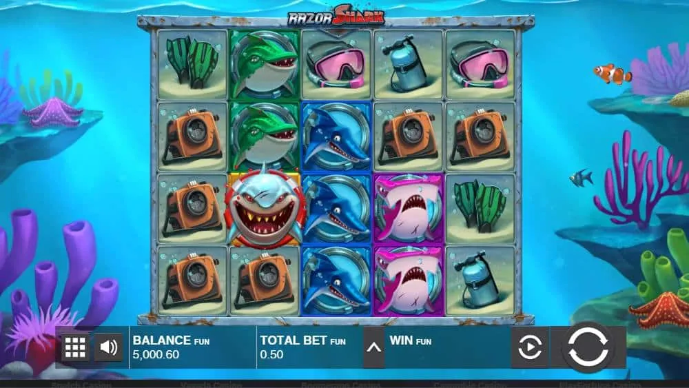 Razor Shark im Echtgeld-Modus: Hauptspiel-Ansicht