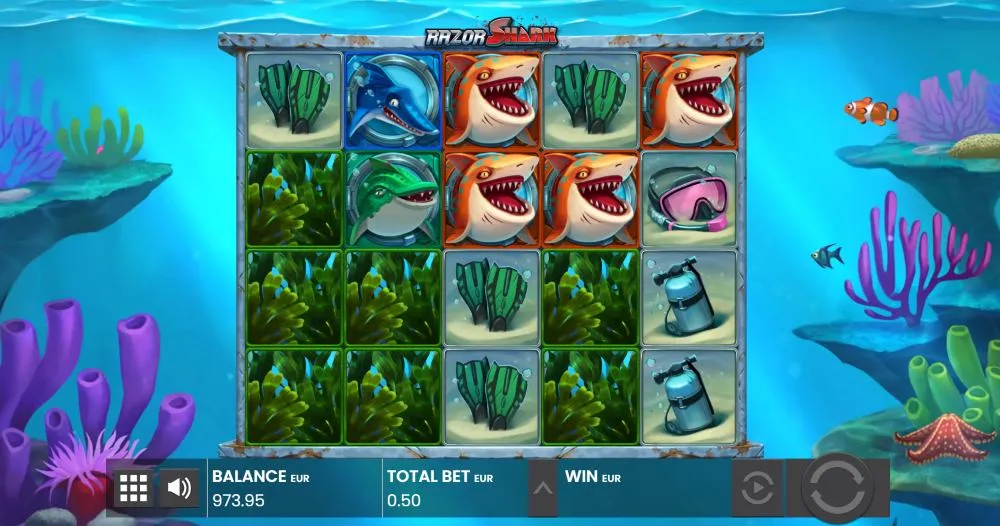 Mystery Stacks in Razor Shark: Algenstapel auf den Walzen
