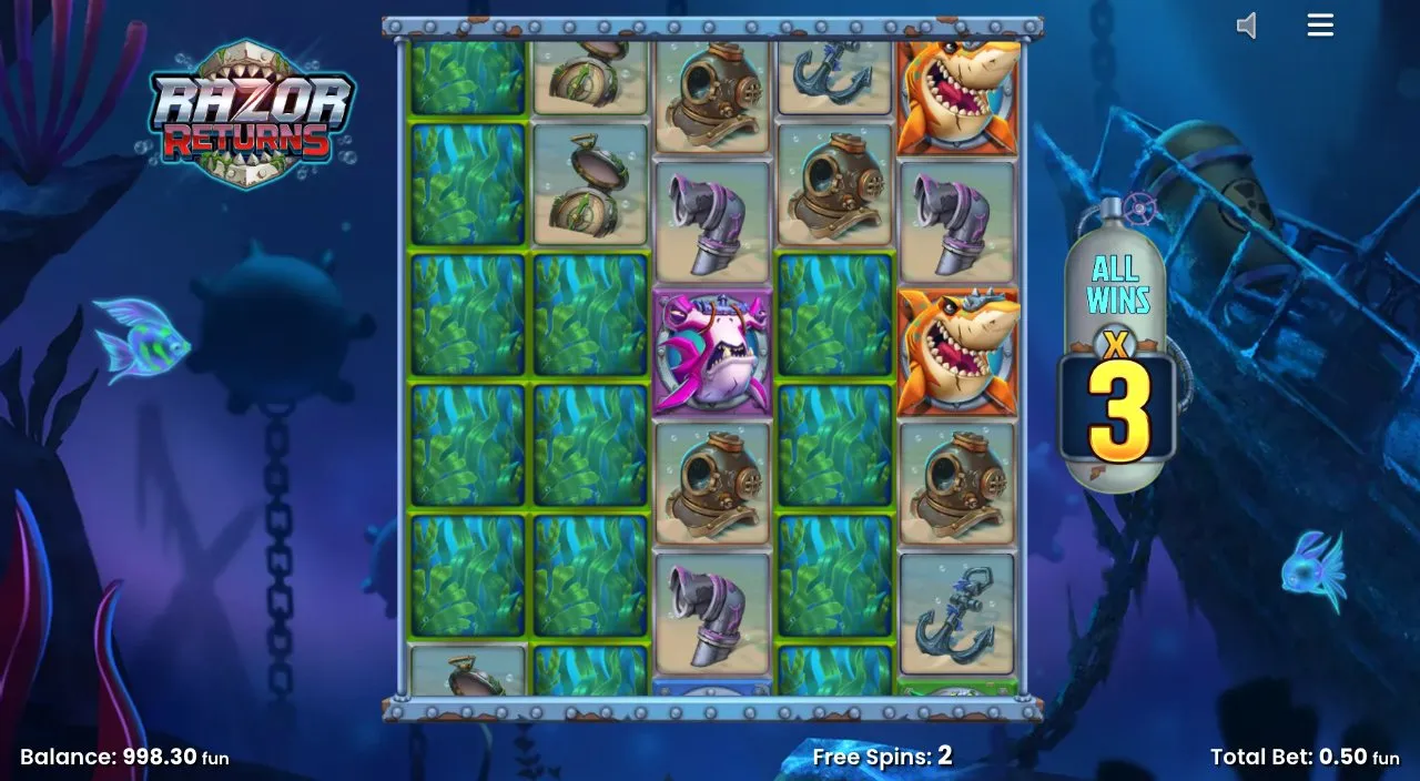 Razor Returns Mystery Stacks mit Algen auf den Walzen 2 und 4