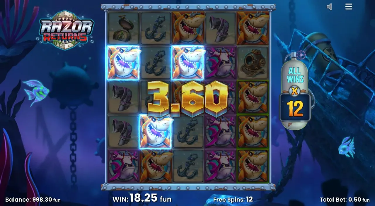 Razor Reveal in Razor Returns mit Gewinn von 3,60