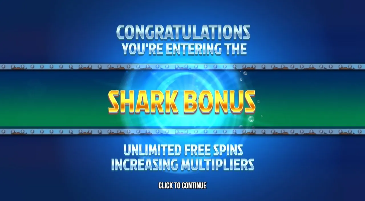 Razor Returns Shark Bonus Einstiegsbildschirm: Unlimited Free Spins, Increasing Multipliers