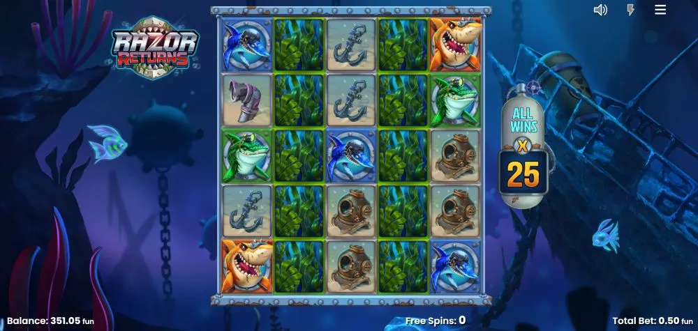 Freispielrunde in Razor Returns mit steigendem Multiplikator